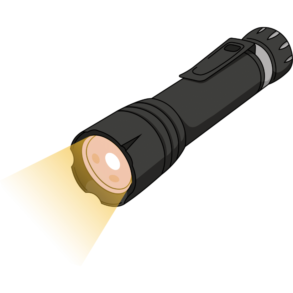 Een tekening van een zaklamp